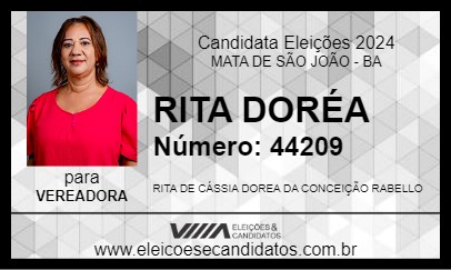 Candidato RITA DORÉA 2024 - MATA DE SÃO JOÃO - Eleições