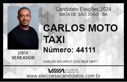 Candidato CARLOS MOTO TAXI 2024 - MATA DE SÃO JOÃO - Eleições