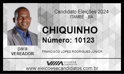 Candidato CHIQUINHO 2024 - ITAMBÉ - Eleições