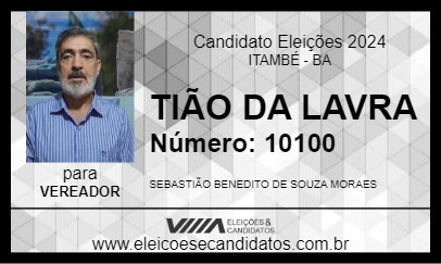 Candidato TIÃO DA LAVRA 2024 - ITAMBÉ - Eleições