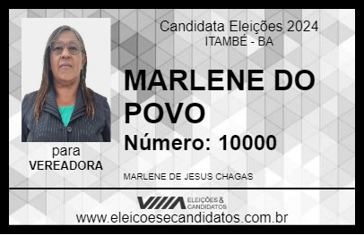 Candidato MARLENE DO POVO 2024 - ITAMBÉ - Eleições