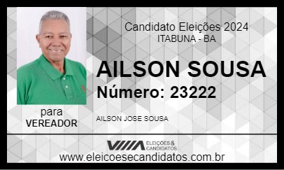 Candidato AILSON SOUSA 2024 - ITABUNA - Eleições