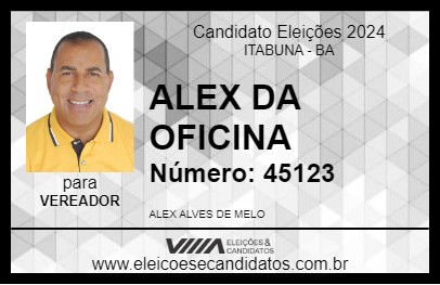 Candidato ALEX DA OFICINA 2024 - ITABUNA - Eleições