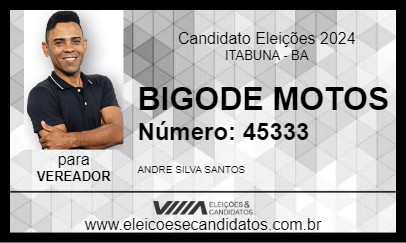 Candidato BIGODE MOTOS 2024 - ITABUNA - Eleições