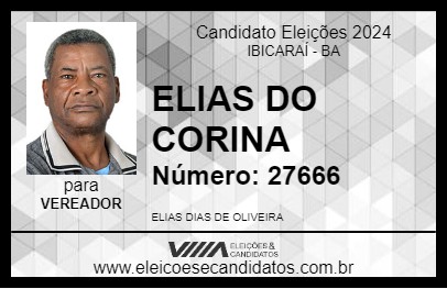 Candidato ELIAS DO CORINA 2024 - IBICARAÍ - Eleições