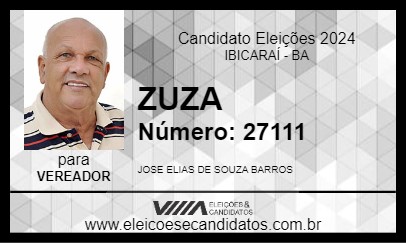 Candidato ZUZA 2024 - IBICARAÍ - Eleições