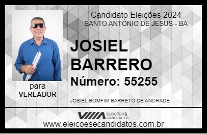 Candidato JOSIEL BARRERO 2024 - SANTO ANTÔNIO DE JESUS - Eleições