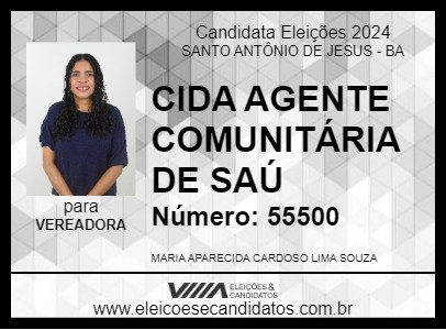 Candidato CIDA AGENTE COMUNITÁRIA DE SAÚ 2024 - SANTO ANTÔNIO DE JESUS - Eleições