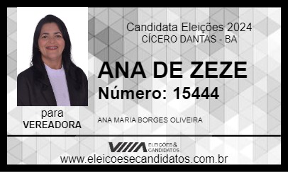 Candidato ANA DE ZEZE 2024 - CÍCERO DANTAS - Eleições