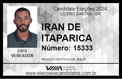 Candidato IRAN DE ITAPARICA 2024 - CÍCERO DANTAS - Eleições