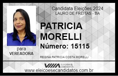 Candidato PATRICIA MORELLI 2024 - LAURO DE FREITAS - Eleições