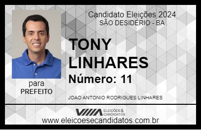 Candidato TONY LINHARES 2024 - SÃO DESIDÉRIO - Eleições