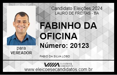 Candidato FABINHO DA OFICINA 2024 - LAURO DE FREITAS - Eleições