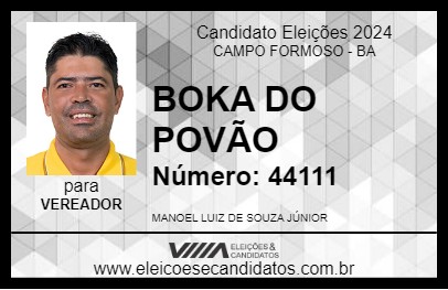 Candidato BOKA DO POVÃO 2024 - CAMPO FORMOSO - Eleições