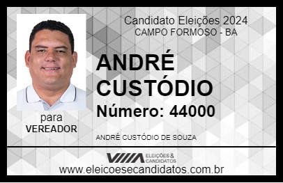 Candidato ANDRÉ CUSTÓDIO 2024 - CAMPO FORMOSO - Eleições