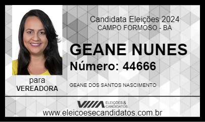 Candidato GEANE NUNES 2024 - CAMPO FORMOSO - Eleições