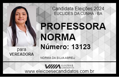 Candidato PROFESSORA NORMA 2024 - EUCLIDES DA CUNHA - Eleições