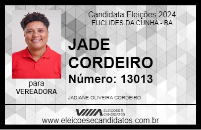 Candidato JADE CORDEIRO 2024 - EUCLIDES DA CUNHA - Eleições