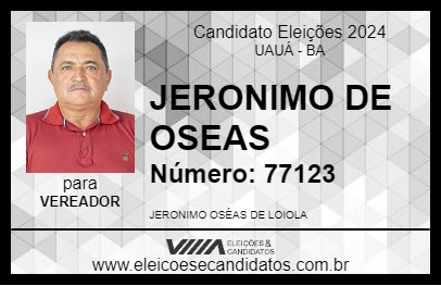 Candidato JERONIMO DE OSEAS 2024 - UAUÁ - Eleições