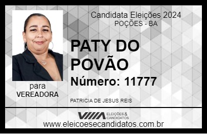 Candidato PATY DO POVÃO 2024 - POÇÕES - Eleições