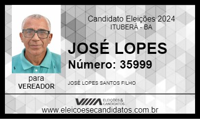 Candidato JOSÉ LOPES 2024 - ITUBERÁ - Eleições