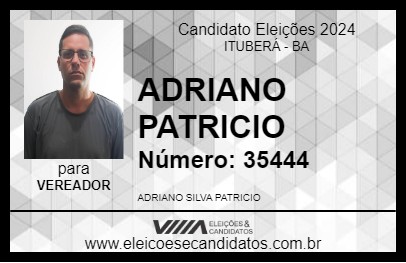 Candidato ADRIANO PATRICIO 2024 - ITUBERÁ - Eleições