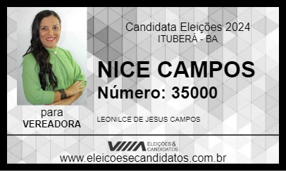 Candidato NICE CAMPOS 2024 - ITUBERÁ - Eleições