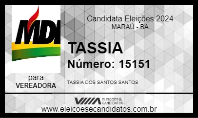 Candidato TASSIA 2024 - MARAÚ - Eleições