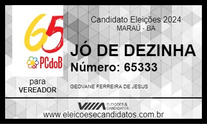 Candidato JÓ DE DEZINHA 2024 - MARAÚ - Eleições