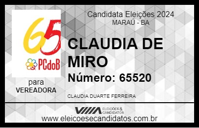 Candidato CLAUDIA DE MIRO 2024 - MARAÚ - Eleições