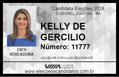 Candidato KELLY DE GERCILIO 2024 - CORONEL JOÃO SÁ - Eleições