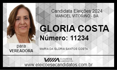 Candidato GLORIA COSTA 2024 - MANOEL VITORINO - Eleições