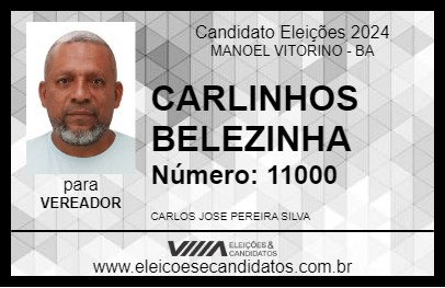 Candidato CARLINHOS BELEZINHA 2024 - MANOEL VITORINO - Eleições