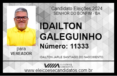 Candidato IDAILTON GALEGUINHO 2024 - SENHOR DO BONFIM - Eleições