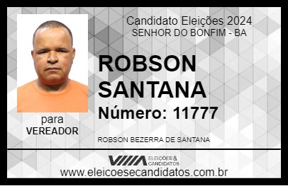 Candidato ROBSON SANTANA 2024 - SENHOR DO BONFIM - Eleições