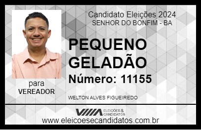 Candidato PEQUENO GELADÃO 2024 - SENHOR DO BONFIM - Eleições