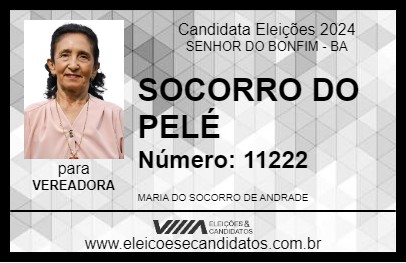 Candidato SOCORRO DO PELÉ 2024 - SENHOR DO BONFIM - Eleições