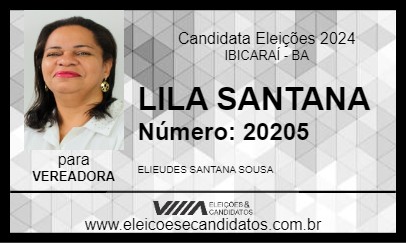 Candidato LILA SANTANA 2024 - IBICARAÍ - Eleições