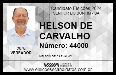 Candidato HELSON DE CARVALHO 2024 - SENHOR DO BONFIM - Eleições