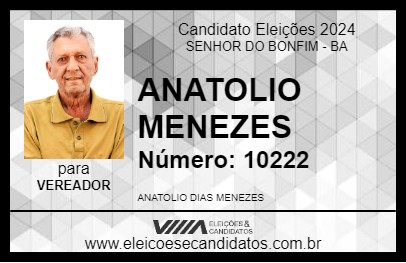 Candidato ANATOLIO MENEZES 2024 - SENHOR DO BONFIM - Eleições