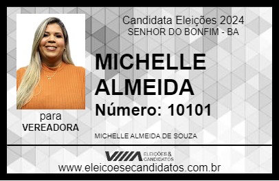 Candidato MICHELLE ALMEIDA 2024 - SENHOR DO BONFIM - Eleições