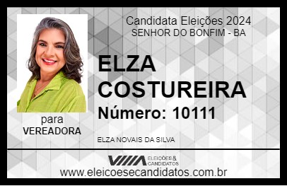 Candidato ELZA COSTUREIRA 2024 - SENHOR DO BONFIM - Eleições