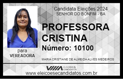 Candidato PROFESSORA CRISTINA 2024 - SENHOR DO BONFIM - Eleições