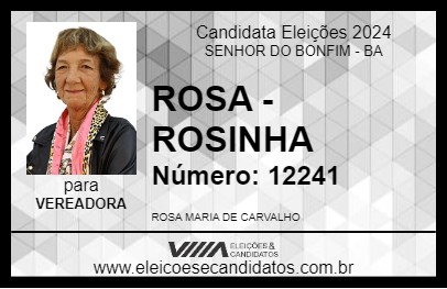 Candidato ROSA - ROSINHA 2024 - SENHOR DO BONFIM - Eleições