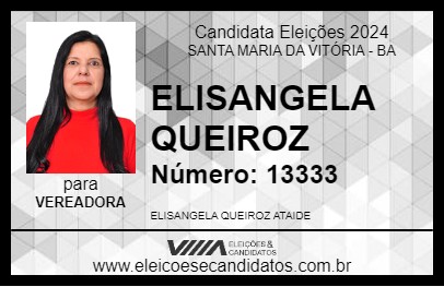 Candidato ELISANGELA QUEIROZ 2024 - SANTA MARIA DA VITÓRIA - Eleições