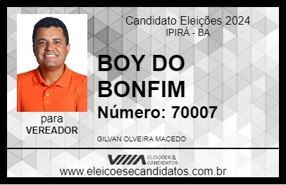 Candidato BOY DO BONFIM 2024 - IPIRÁ - Eleições