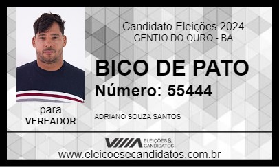 Candidato BICO DE PATO 2024 - GENTIO DO OURO - Eleições