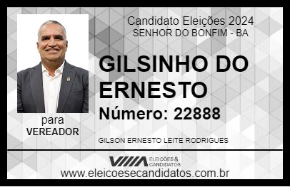 Candidato GILSINHO DO ERNESTO 2024 - SENHOR DO BONFIM - Eleições