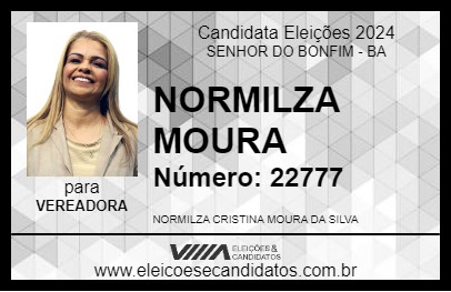 Candidato NORMILZA MOURA 2024 - SENHOR DO BONFIM - Eleições