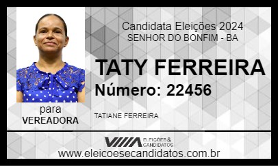 Candidato TATY FERREIRA 2024 - SENHOR DO BONFIM - Eleições